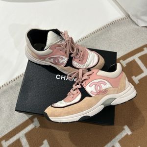 Chanel 19C black and pink suede sneakers